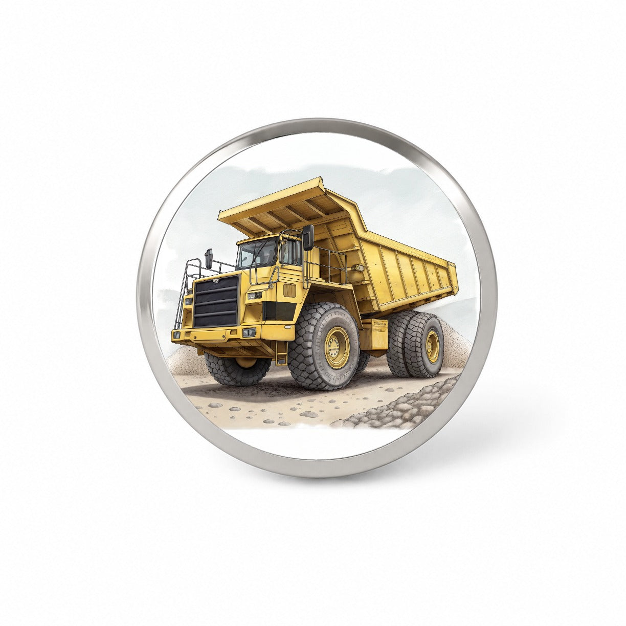 Yellow Dump Truck Construction Equipment Novelty Hat Backpack Lapel Pin
