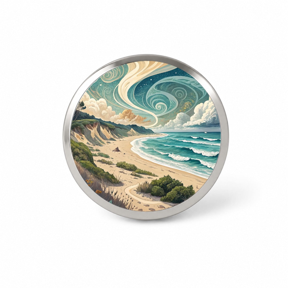 Abstract Beach Shore Landscape Novelty Hat Backpack Lapel Pin