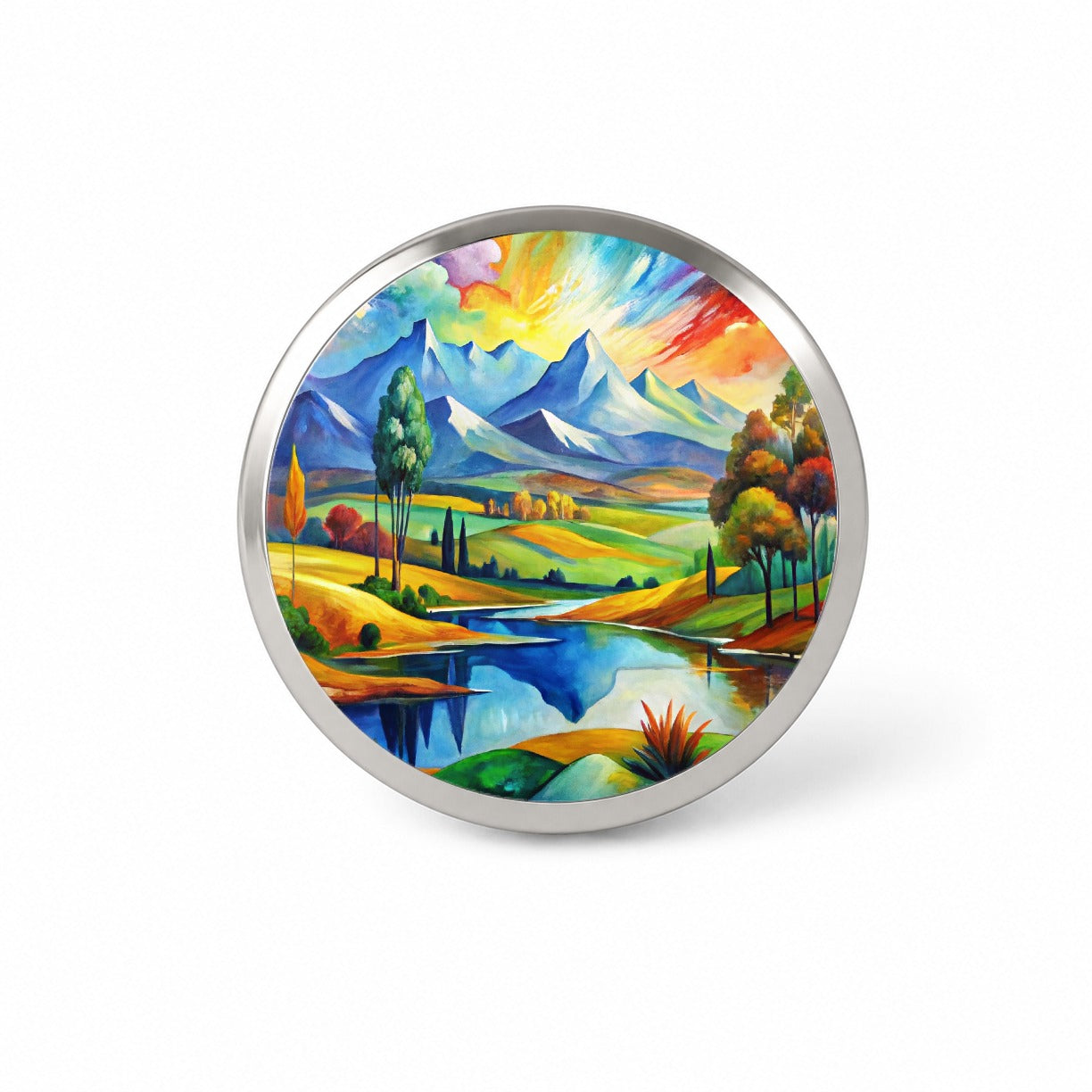 Abstract Colorful Landscape Modern Art Landscape Novelty Hat Backpack Lapel Pin