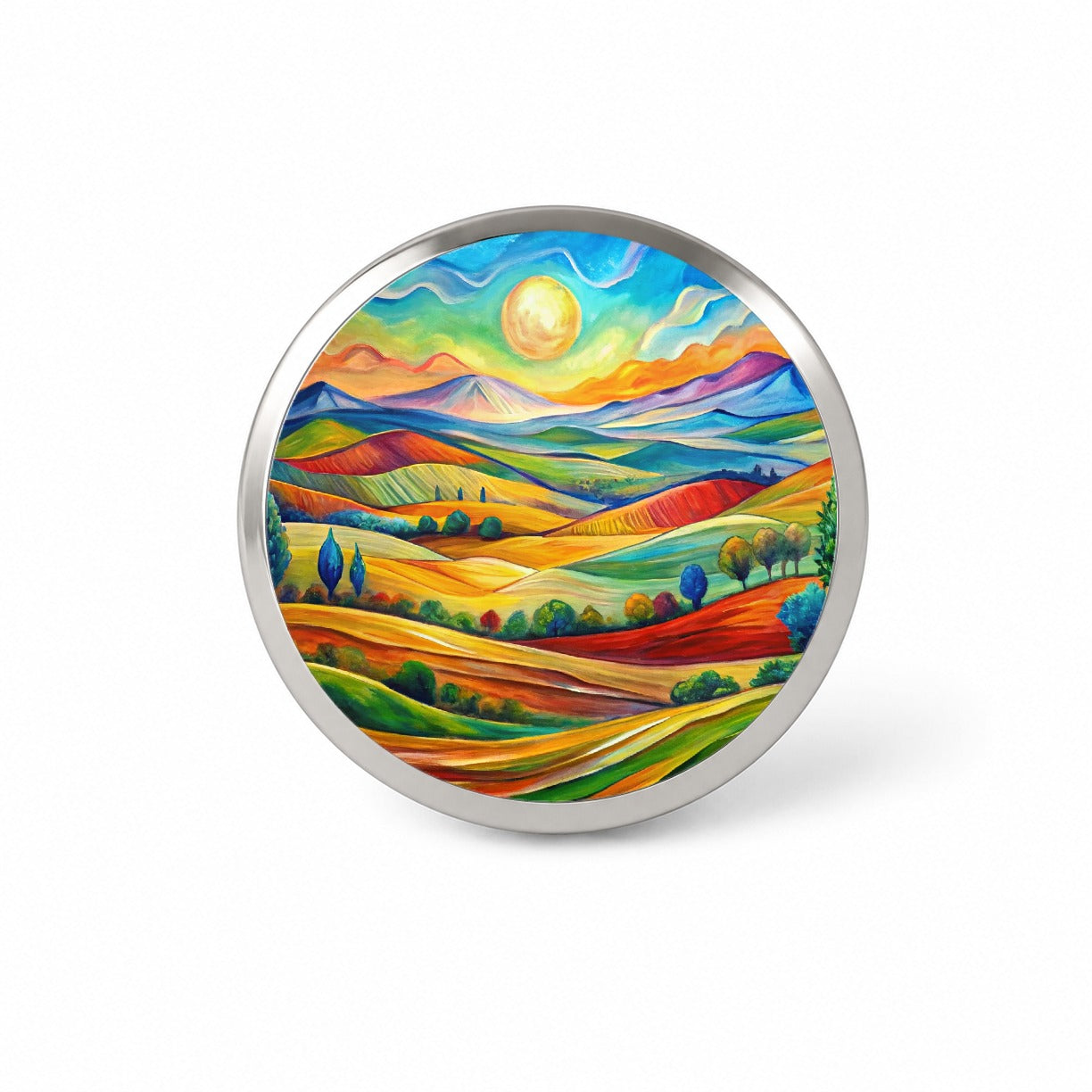 Abstract Colorful Landscape Novelty Hat Backpack Lapel Pin