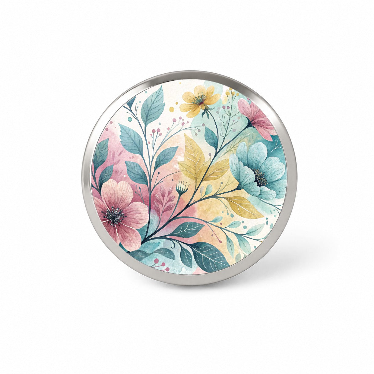 Abstract Pastel Flowers Leaves Design Novelty Hat Backpack Lapel Pin