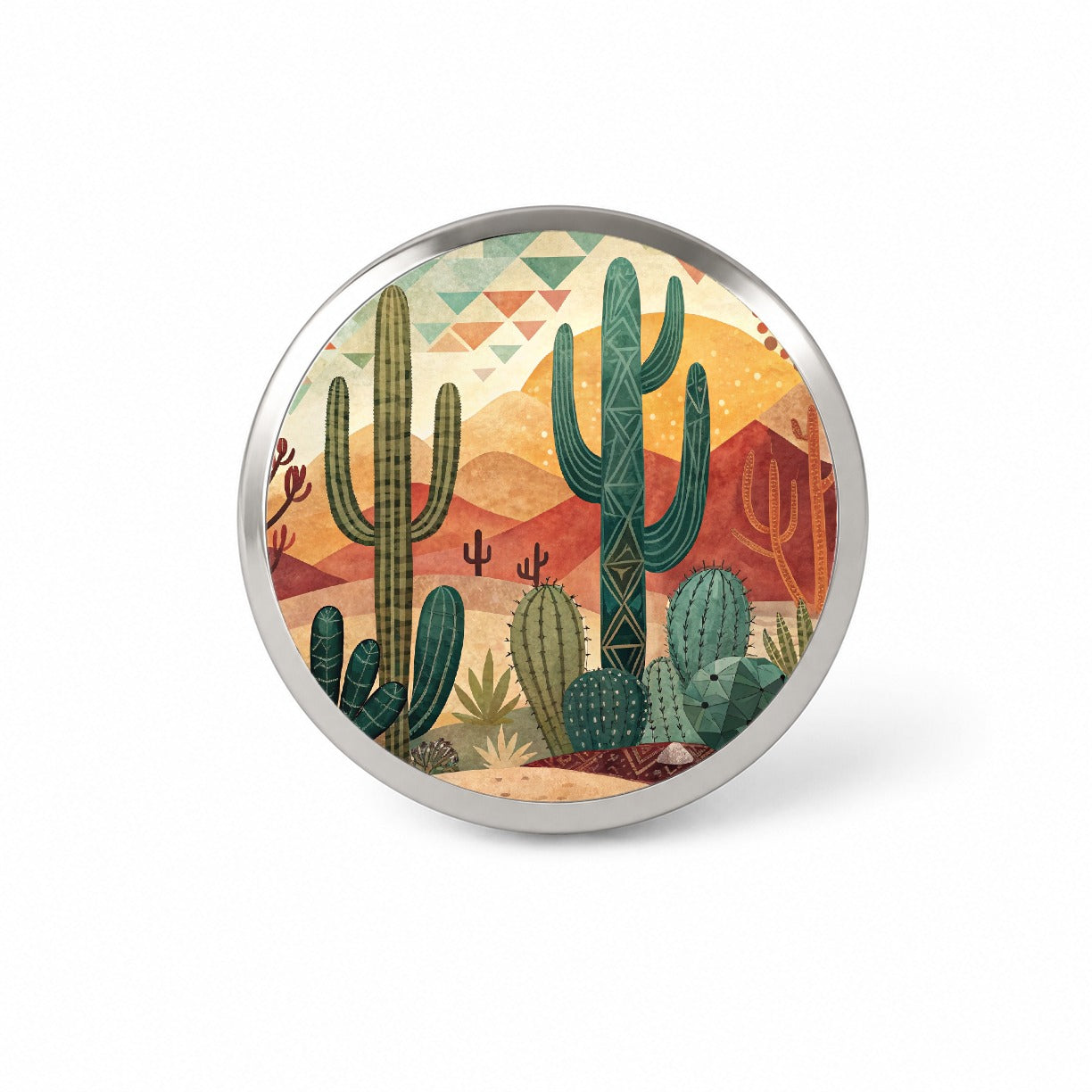 Abstract Southwestern Cactus Desert Design Novelty Hat Backpack Lapel Pin