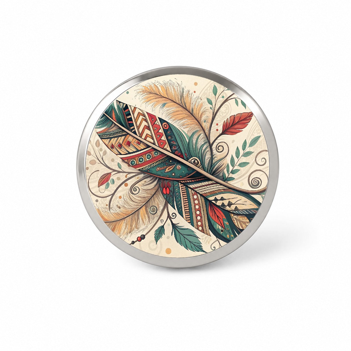 Abstract Southwestern Feather Leaf Design Novelty Hat Backpack Lapel Pin
