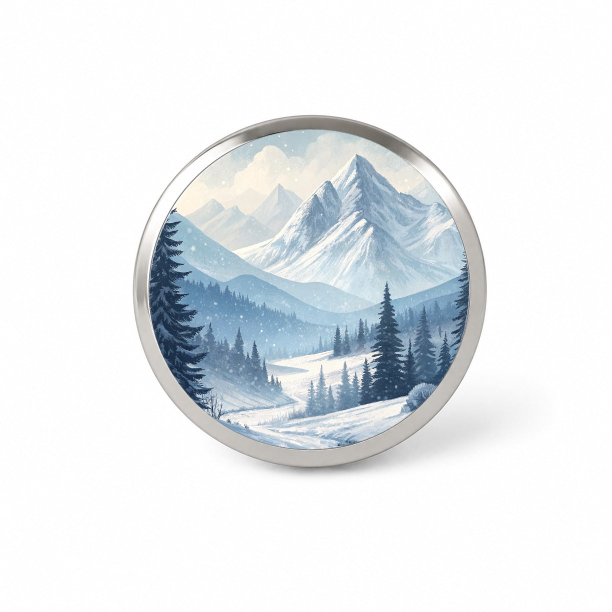 Abstract Winter Mountains Landscape Novelty Hat Backpack Lapel Pin