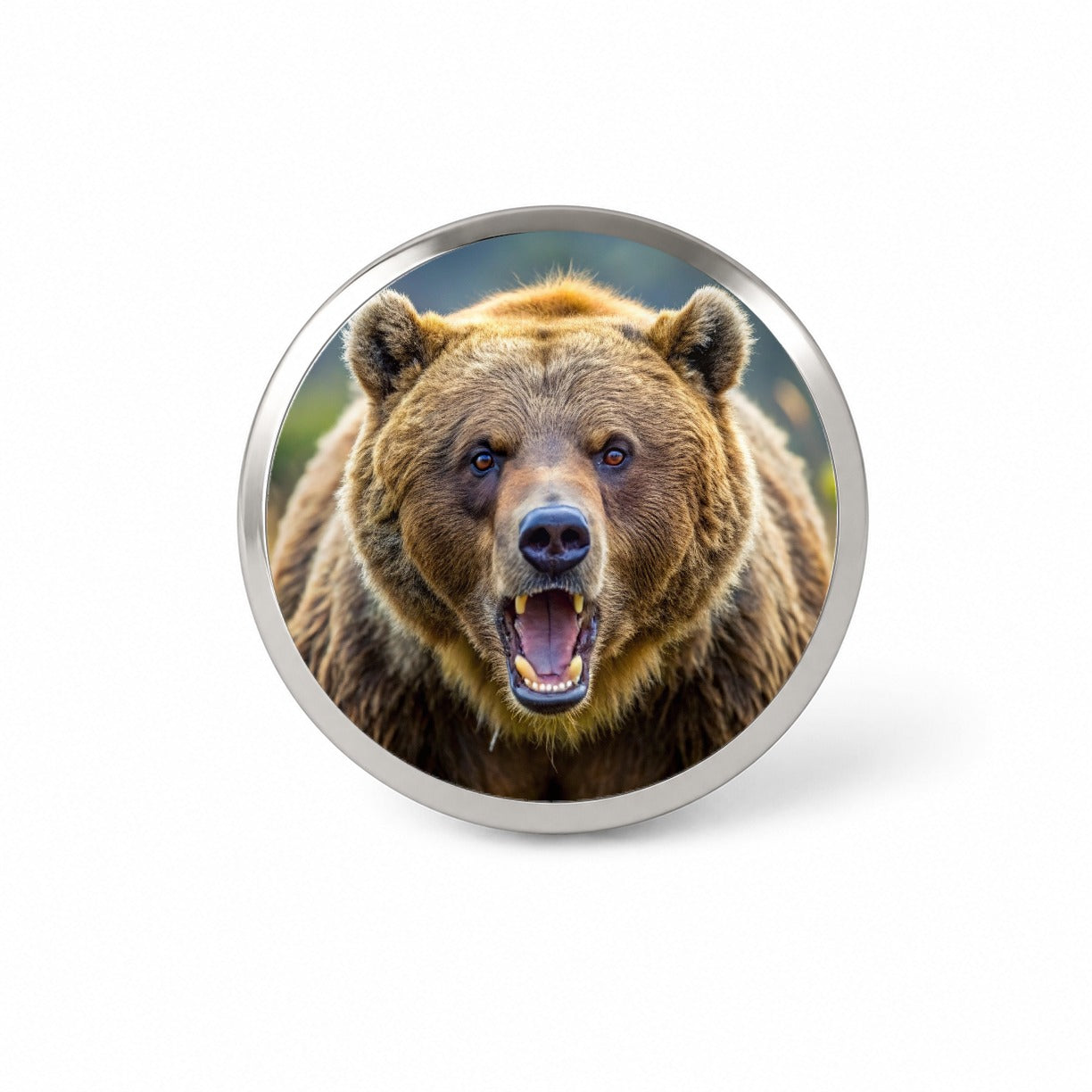 Angry Grizzly Bear Charging Novelty Hat Backpack Lapel Pin