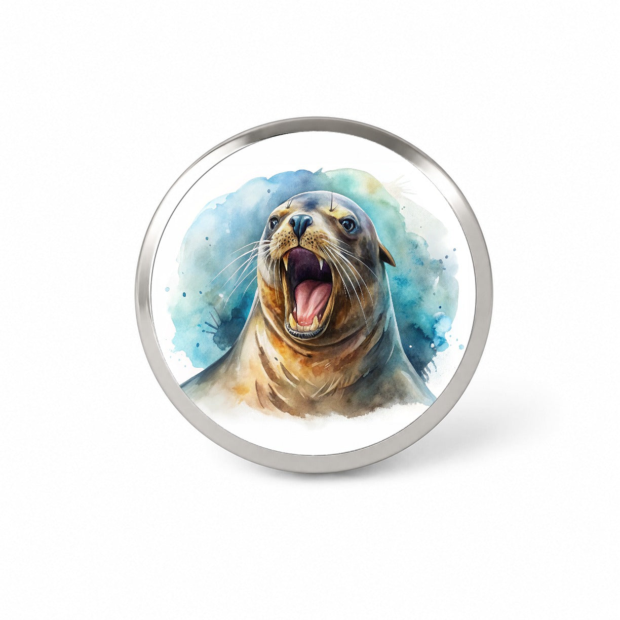 Angry Sea Lion Watercolor Novelty Hat Backpack Lapel Pin