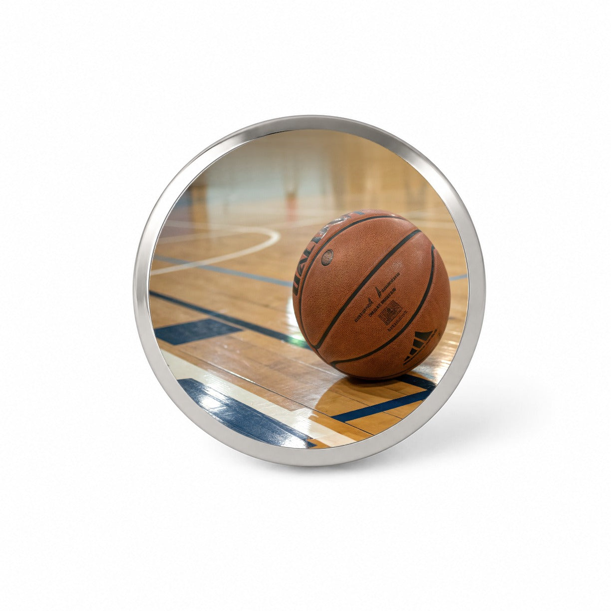 Basketball on Court Novelty Hat Backpack Lapel Pin