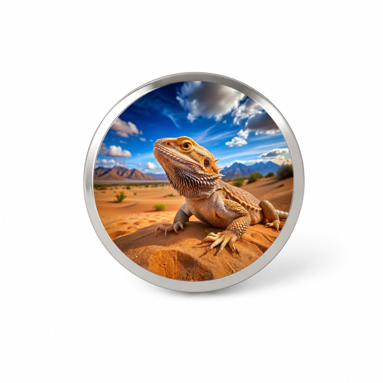 Bearded Dragon Lizard Reptile in the Desert Novelty Hat Backpack Lapel Pin
