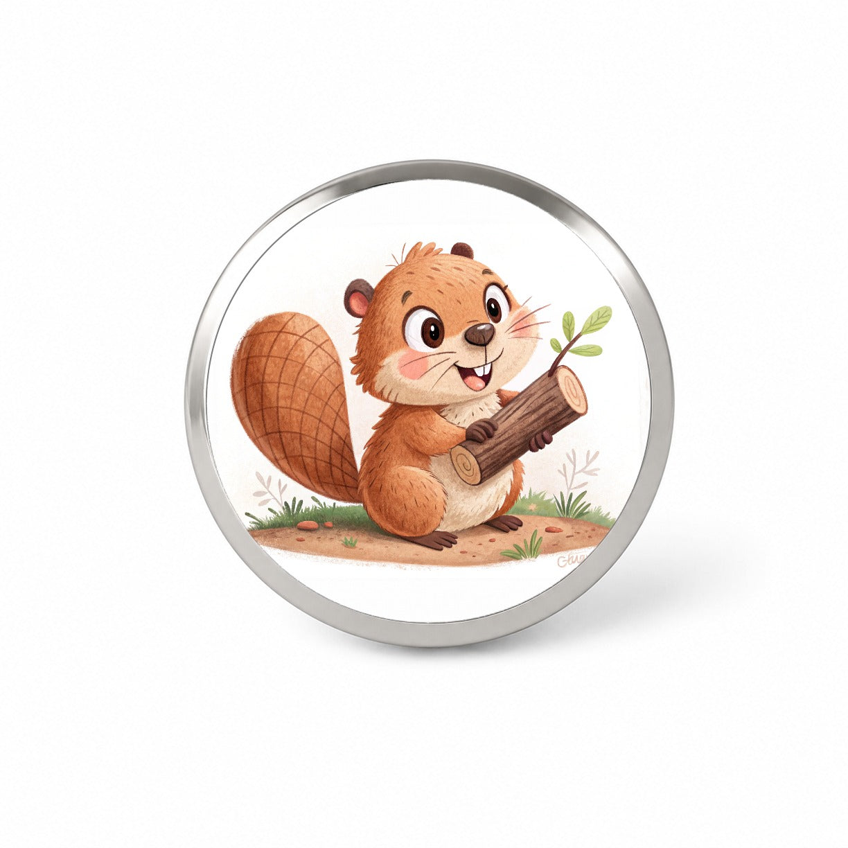 Beaver Children's Illustration Style Novelty Hat Backpack Lapel Pin