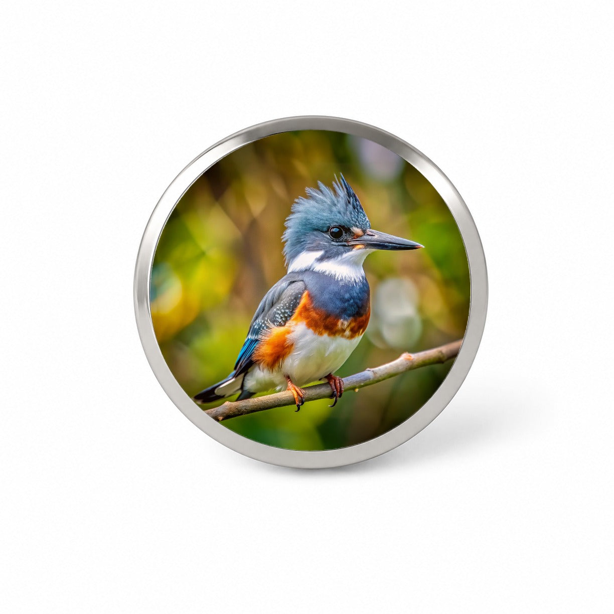 Belted Kingfisher Backyard Bird Novelty Hat Backpack Lapel Pin