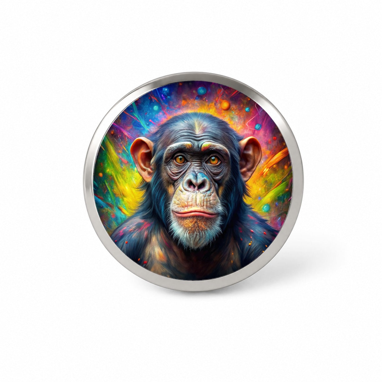 Chimpanzee Monkey Colorful Abstract Art Novelty Hat Backpack Lapel Pin