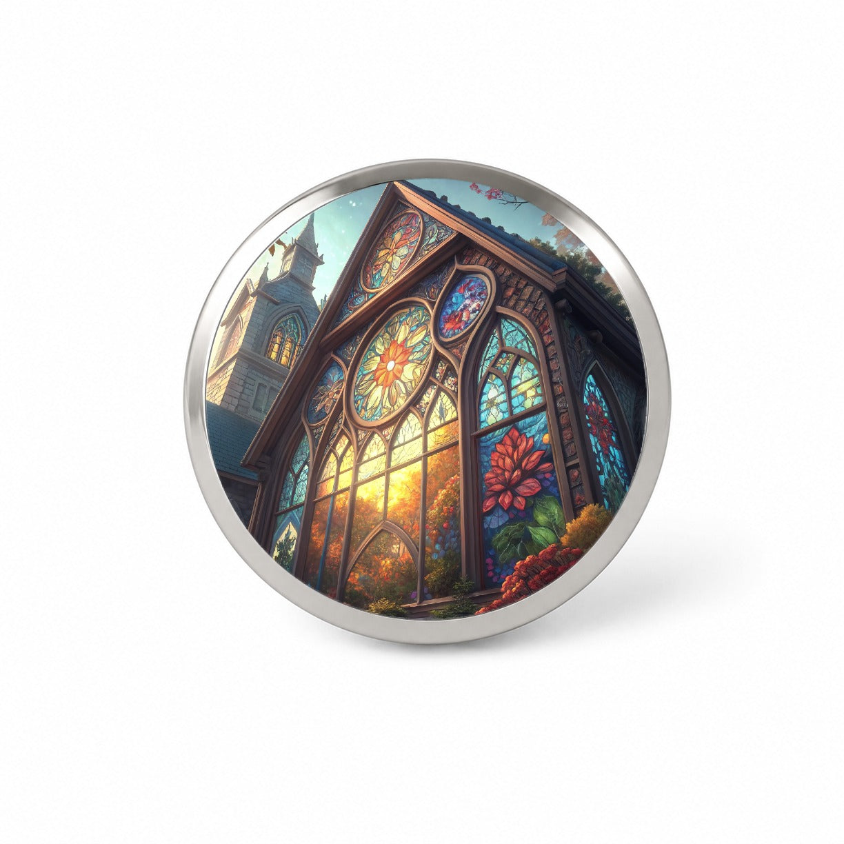Church Stained Glass Windows Novelty Hat Backpack Lapel Pin