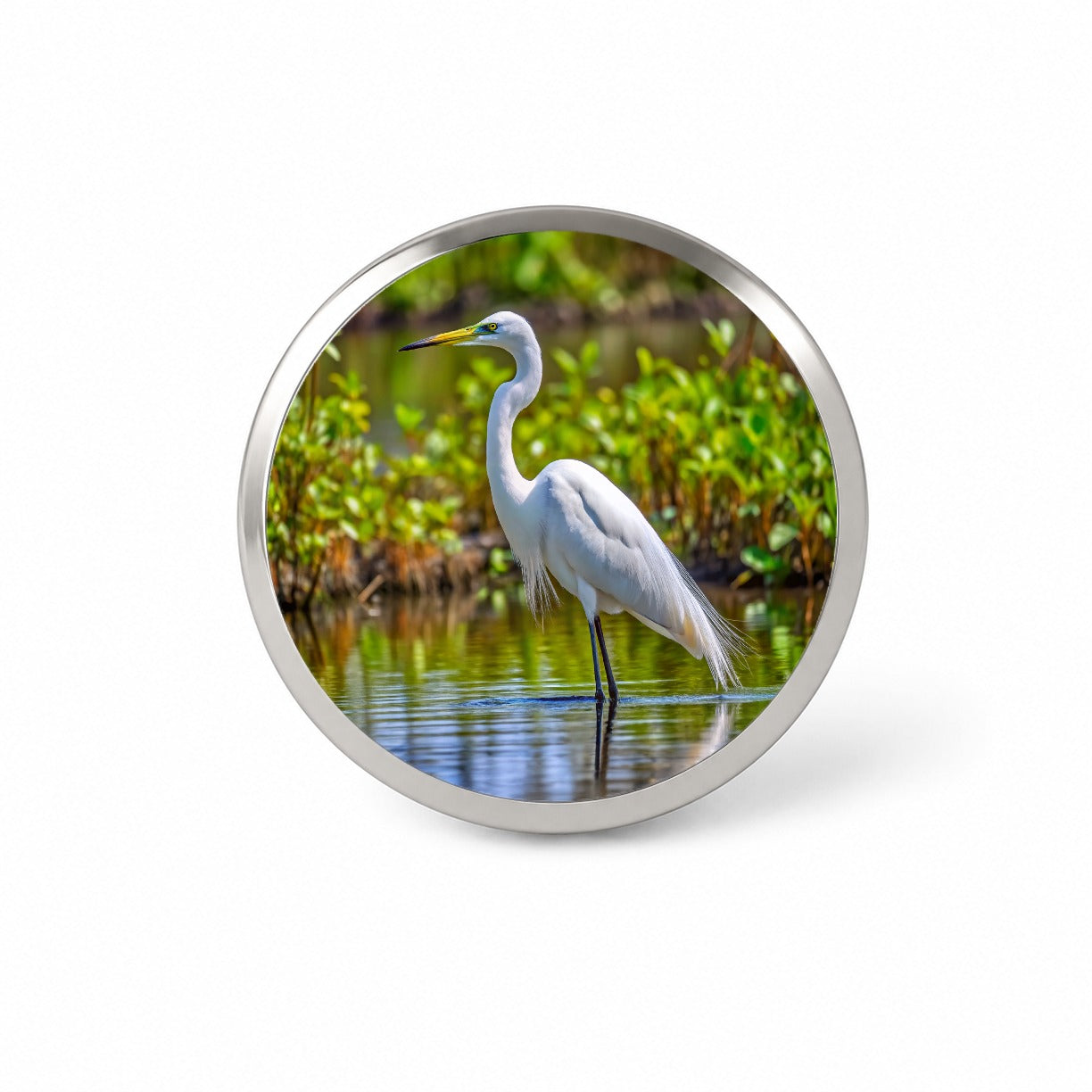 Egret Novelty Hat Backpack Lapel Pin