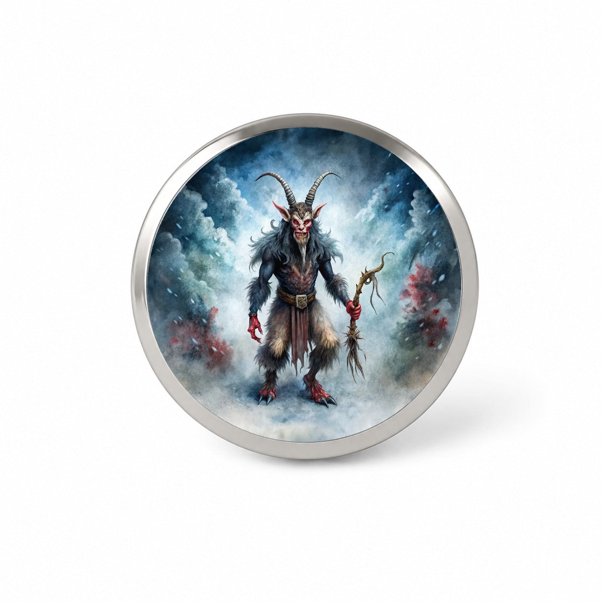 Evil Krampus Black Watercolor Christmas Novelty Hat Backpack Lapel Pin