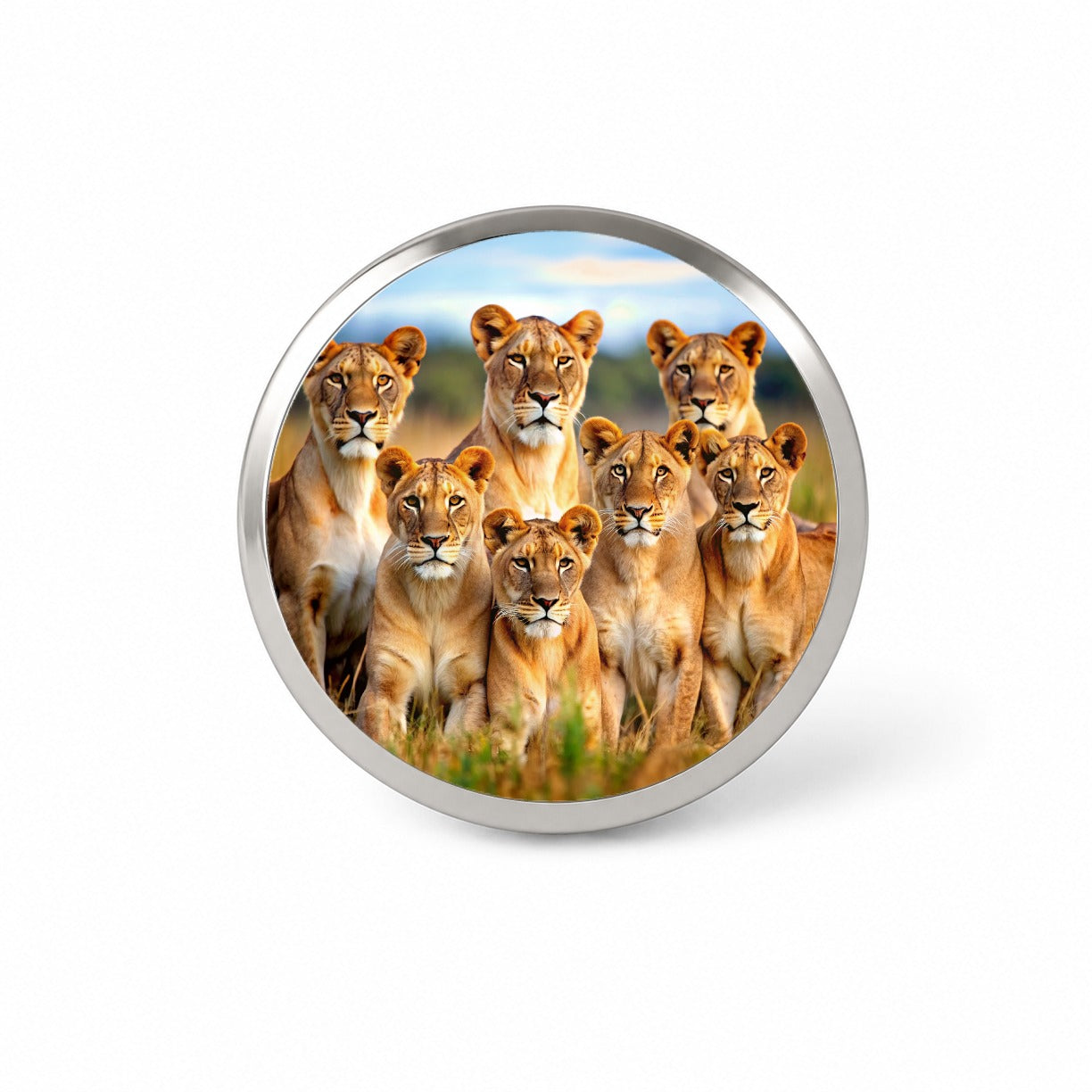 Female Lions Novelty Hat Backpack Lapel Pin