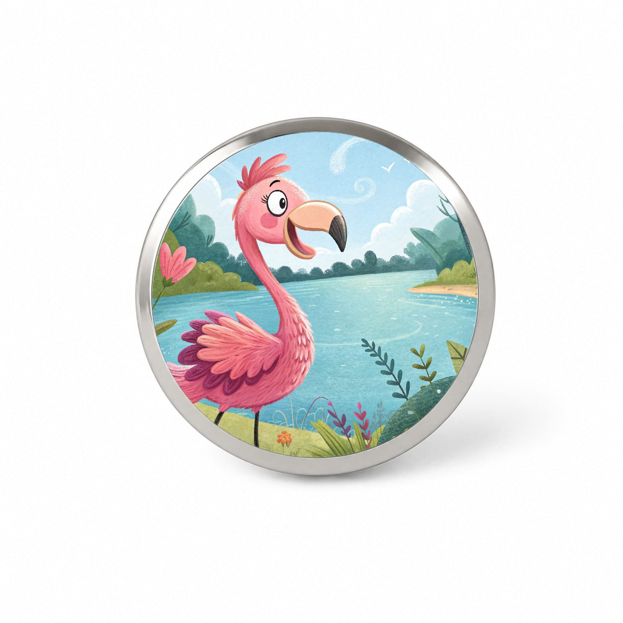 Flamingo Children's Illustration Style Novelty Hat Backpack Lapel Pin