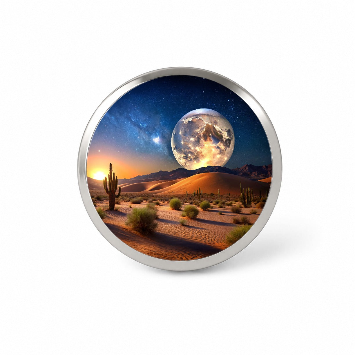 Full Moon Over The Desert Novelty Hat Backpack Lapel Pin