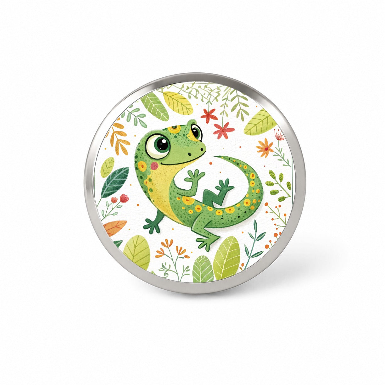 Gecko Lizard Children's Illustration Style Novelty Hat Backpack Lapel Pin