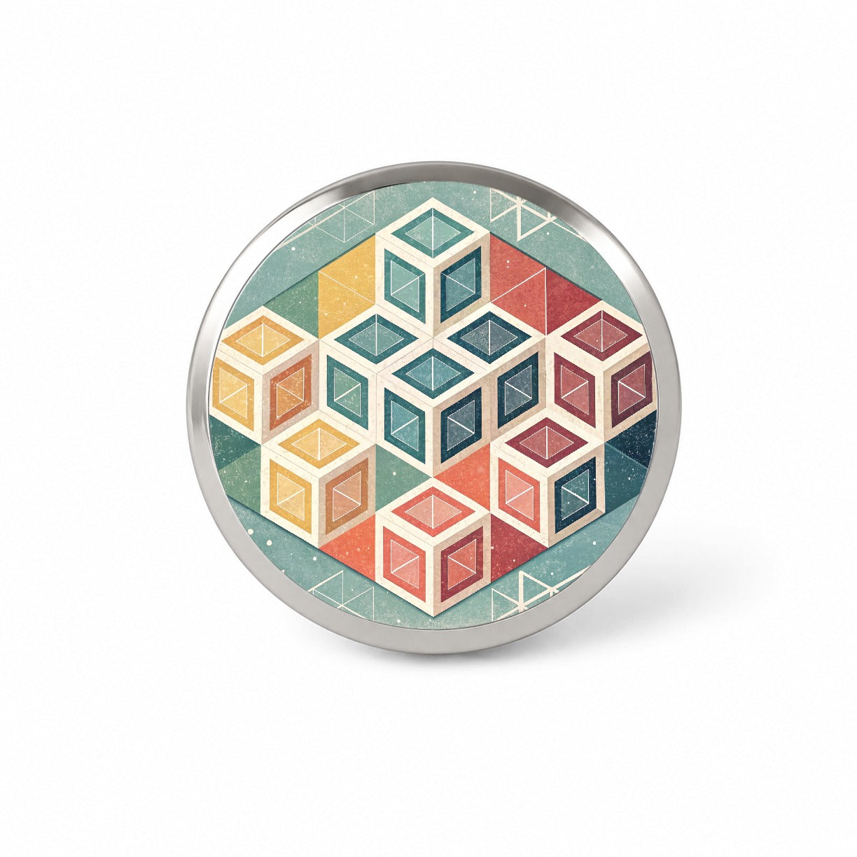 Geometric Cube Pattern Design Novelty Hat Backpack Lapel Pin
