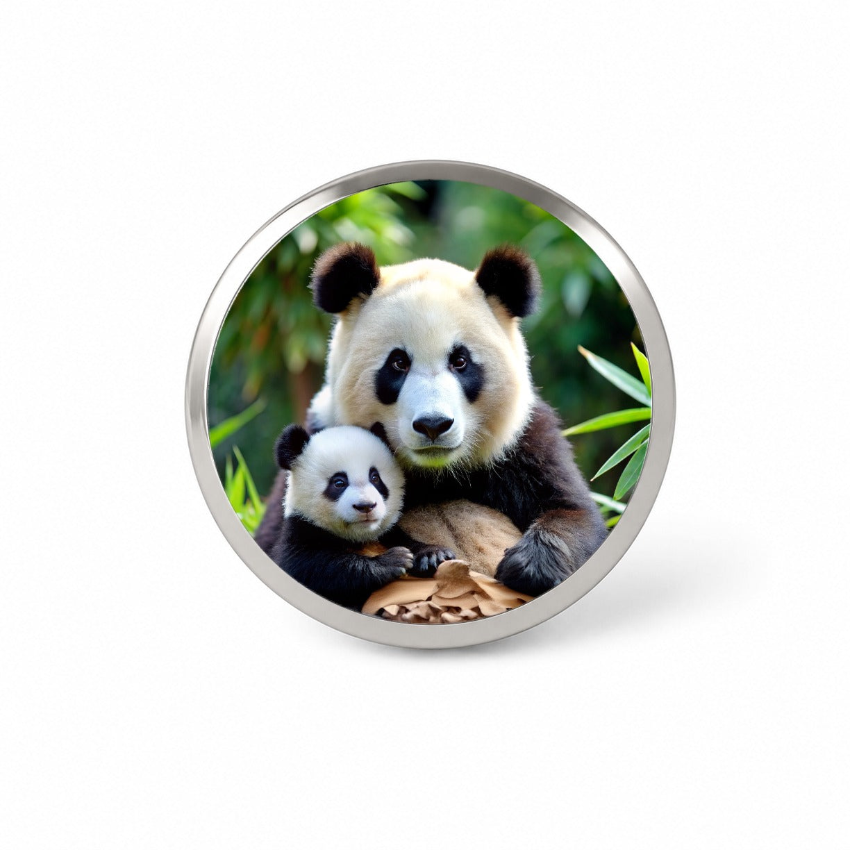 Giant Panda Mother With Baby Novelty Hat Backpack Lapel Pin