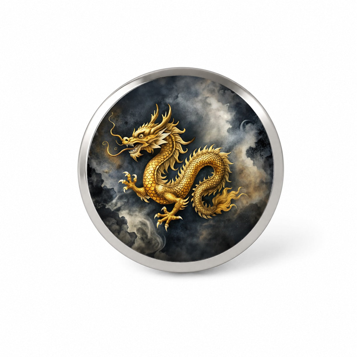 Gold Asian Dragon Watercolor Novelty Hat Backpack Lapel Pin