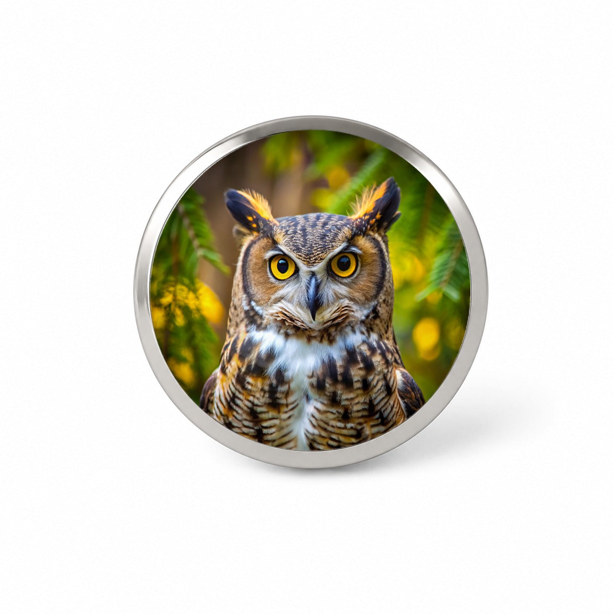 Great Horned Owl Raptor Bird Of Prey Novelty Hat Backpack Lapel Pin