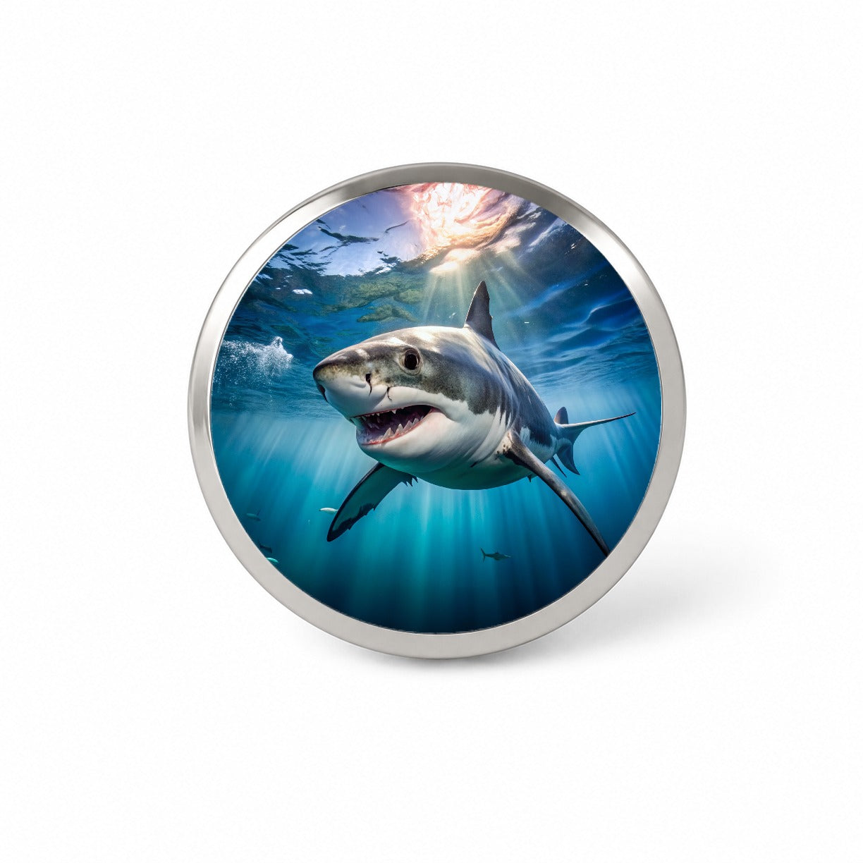 Great White Shark in the Ocean Novelty Hat Backpack Lapel Pin