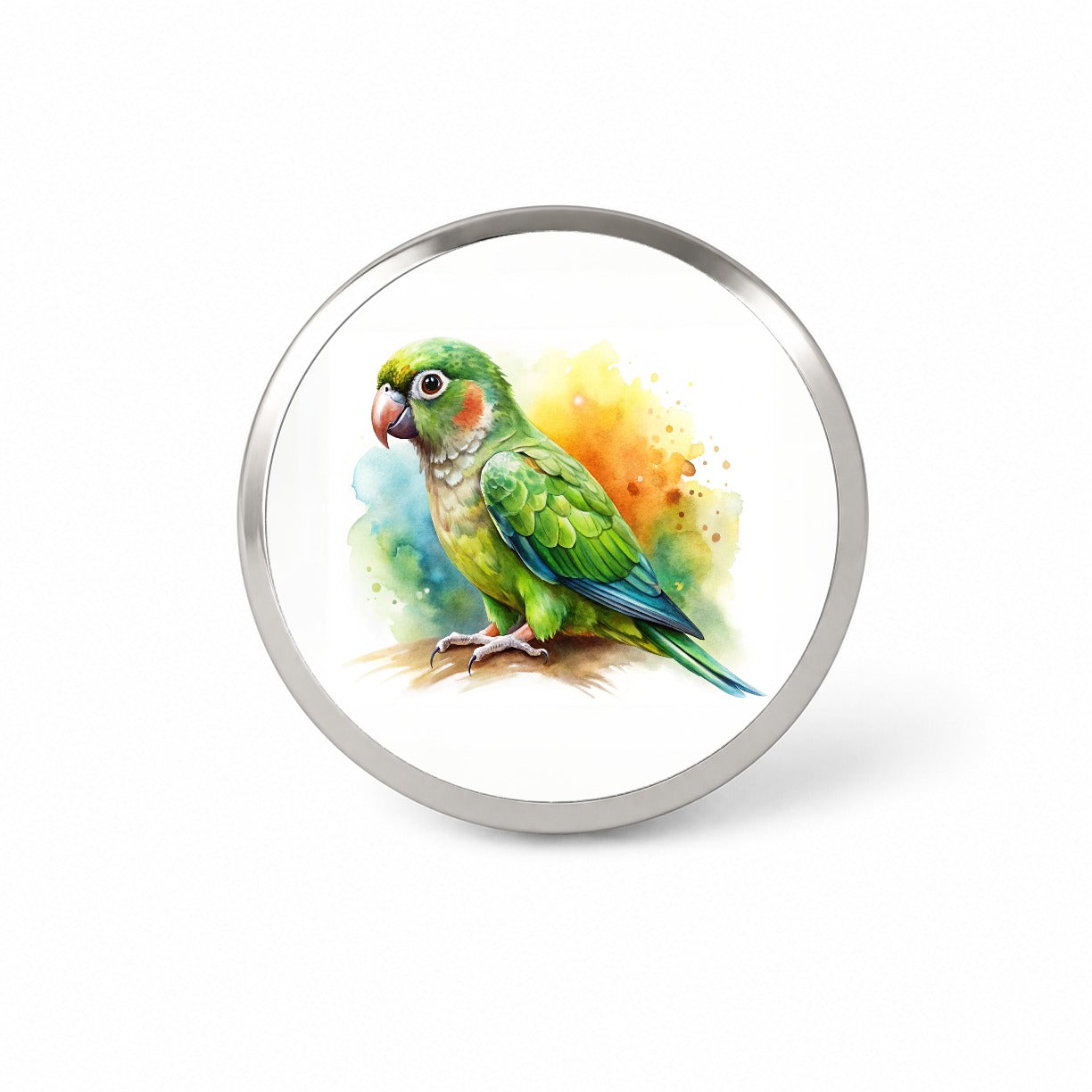 Green Conure Parakeet Bird Watercolor Novelty Hat Backpack Lapel Pin