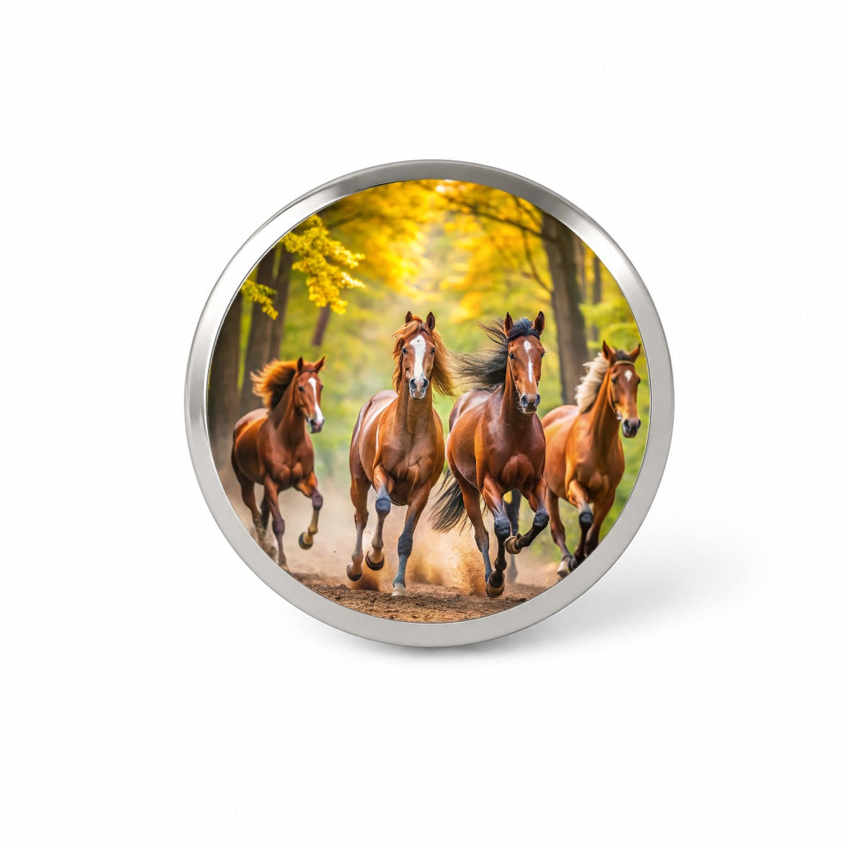 Horses Galloping Through The Forest Novelty Hat Backpack Lapel Pin