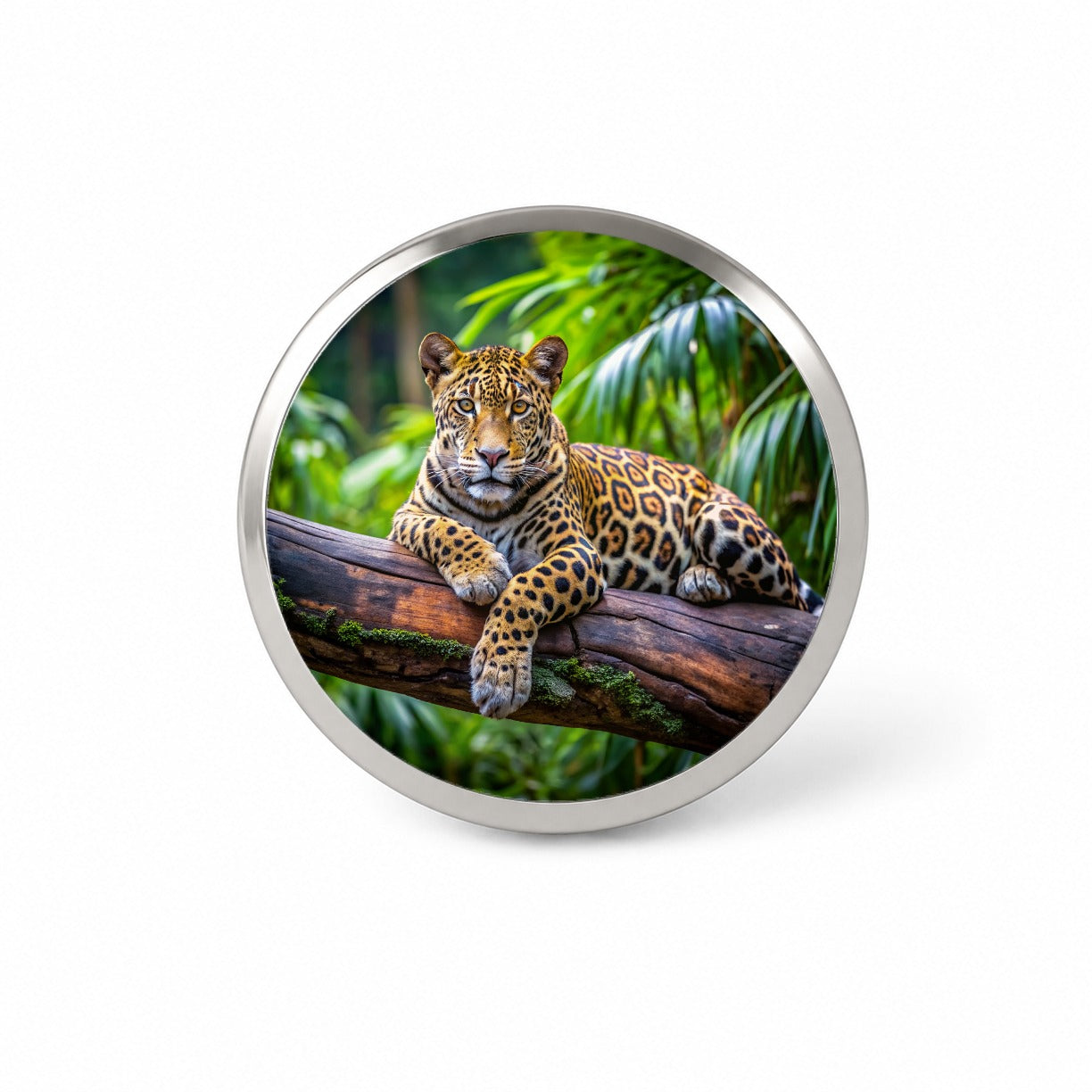 Jaguar Lying On Tree Limb In Jungle Novelty Hat Backpack Lapel Pin