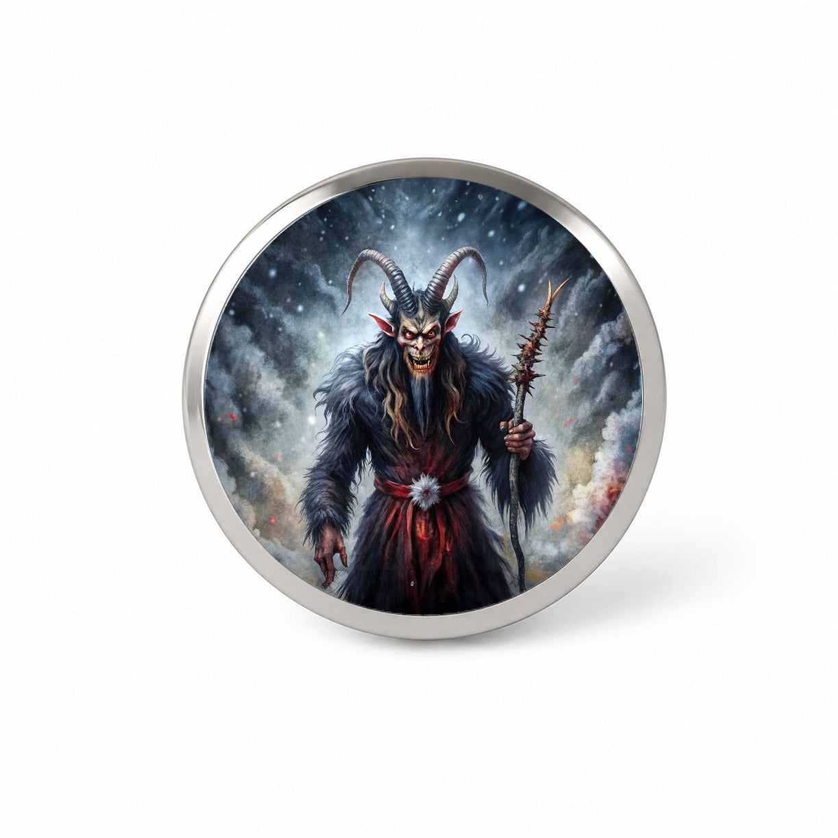 Krampus Black Watercolor Background Novelty Hat Backpack Lapel Pin