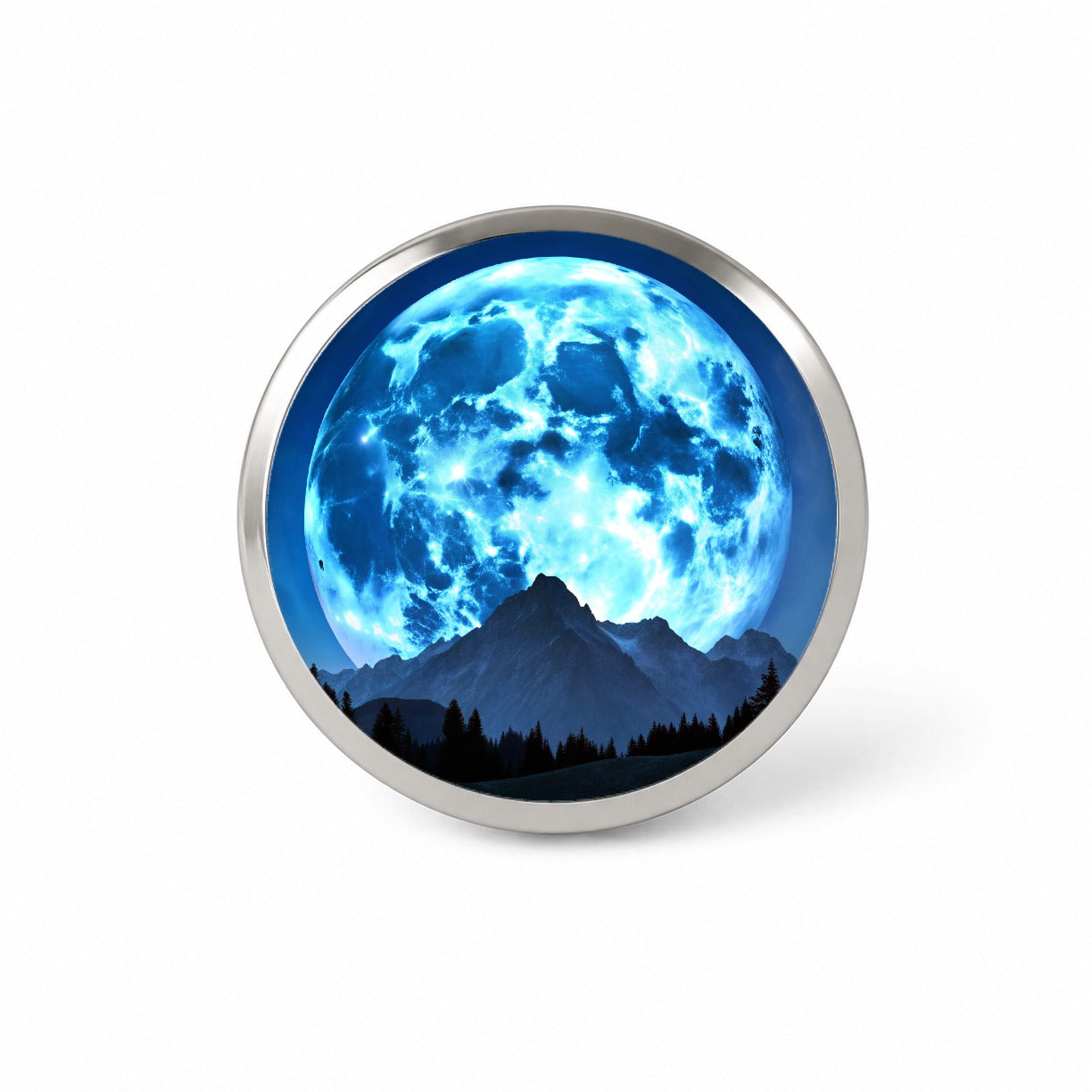 Large Blue Moon Over Mountain Range Novelty Hat Backpack Lapel Pin