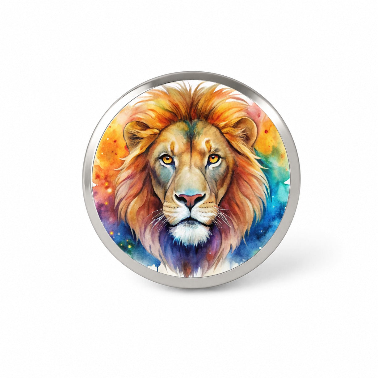 Lion Face Watercolor Novelty Hat Backpack Lapel Pin