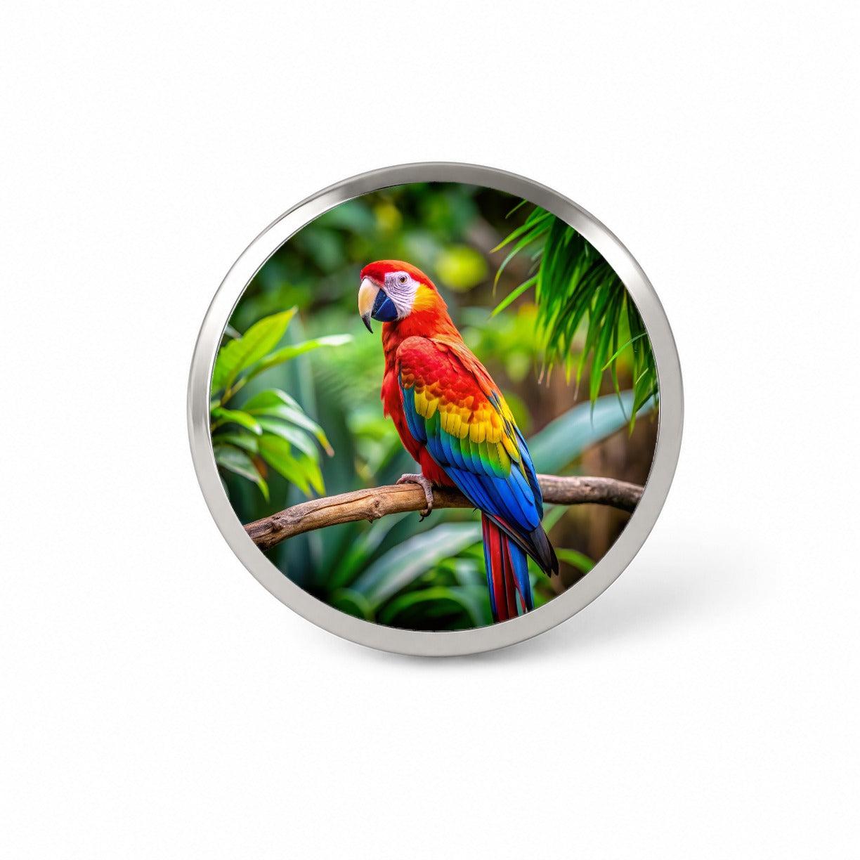 Macaw Parrot Bird On Branch Novelty Hat Backpack Lapel Pin