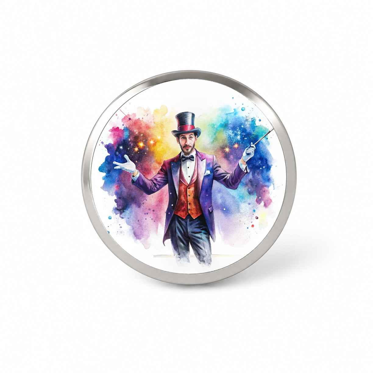 Magician Magic Watercolor Novelty Hat Backpack Lapel Pin