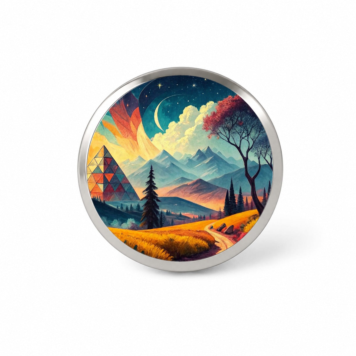 Modern Art Landscape Novelty Hat Backpack Lapel Pin