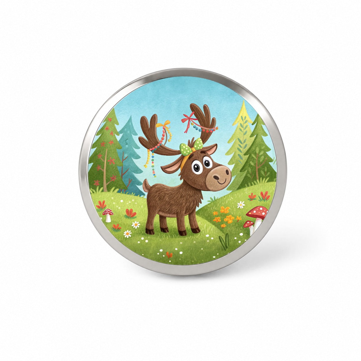 Moose Children's Illustration Style Novelty Hat Backpack Lapel Pin