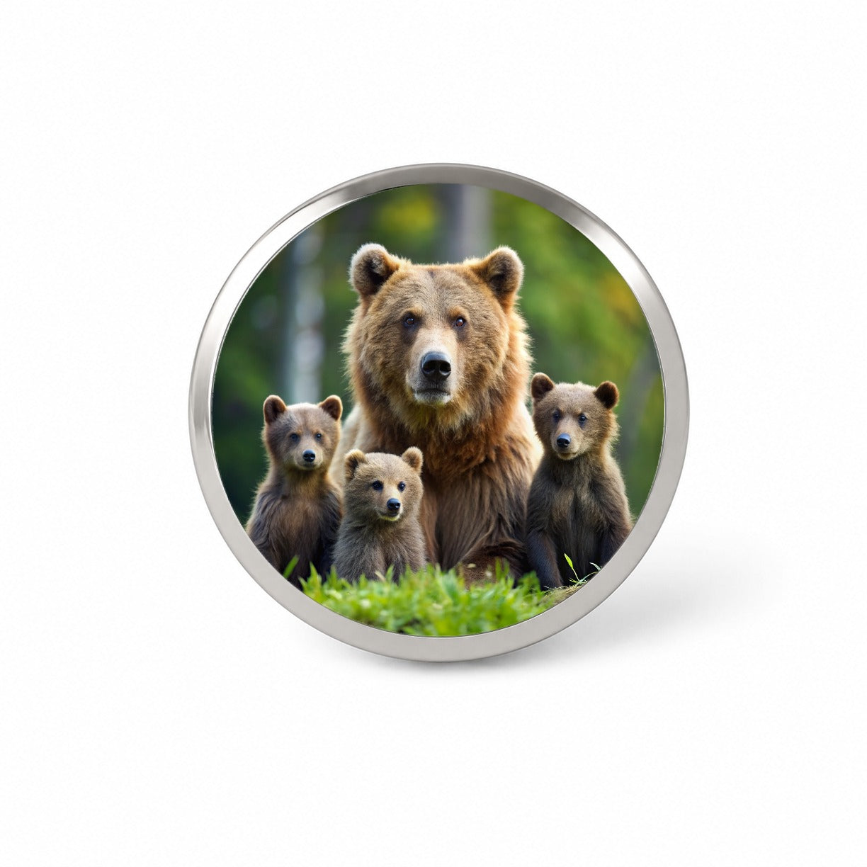 Mother Bear With Cubs Novelty Hat Backpack Lapel Pin