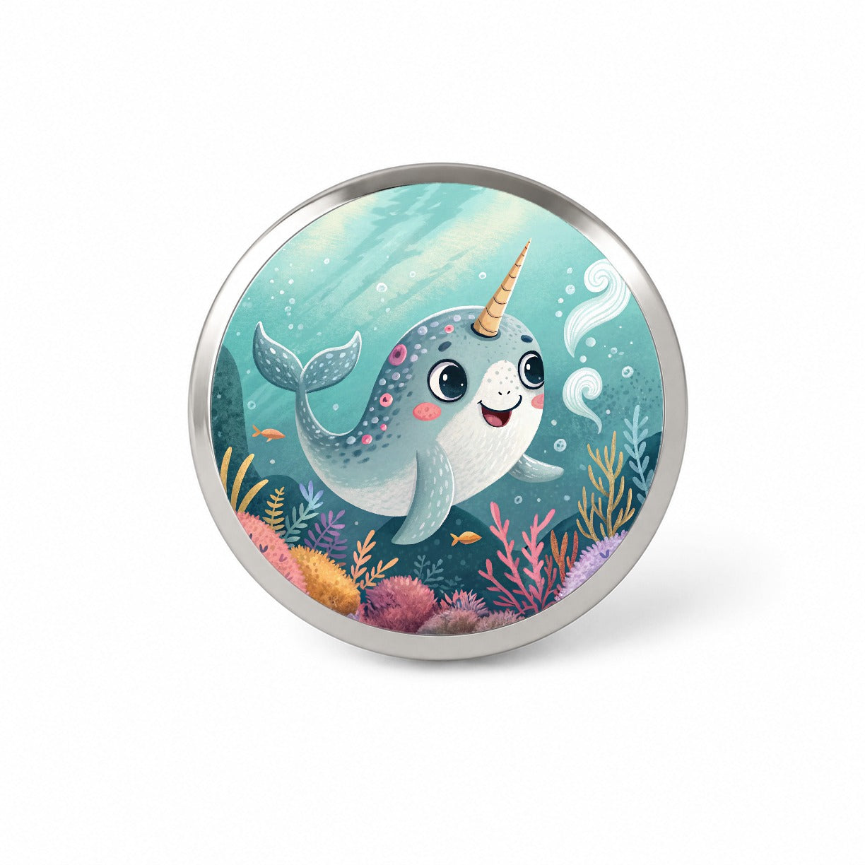Narwhal Children's Illustration Style Novelty Hat Backpack Lapel Pin