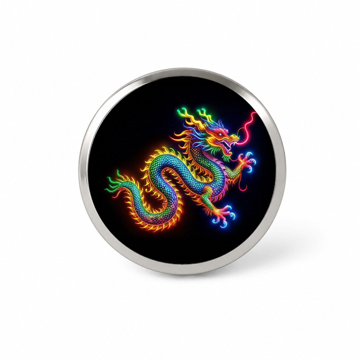 Neon Asian Dragon Novelty Hat Backpack Lapel Pin