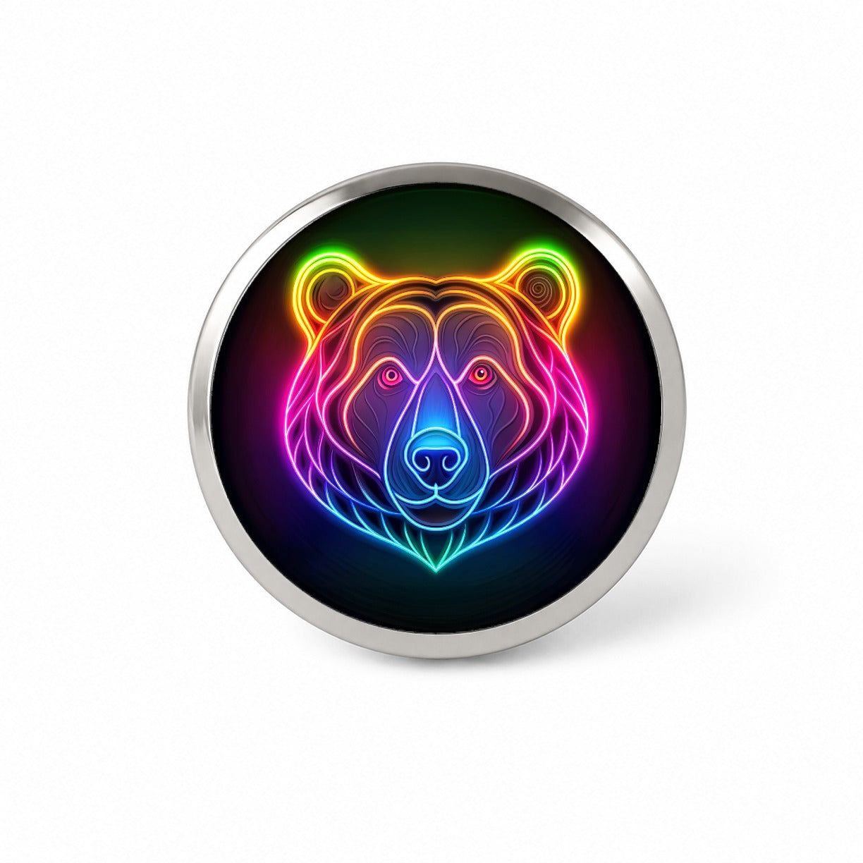 Neon Bear Face Novelty Hat Backpack Lapel Pin
