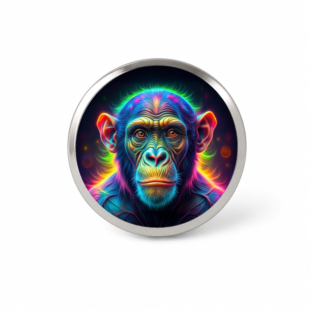 Neon Chimpanzee Monkey Novelty Hat Backpack Lapel Pin