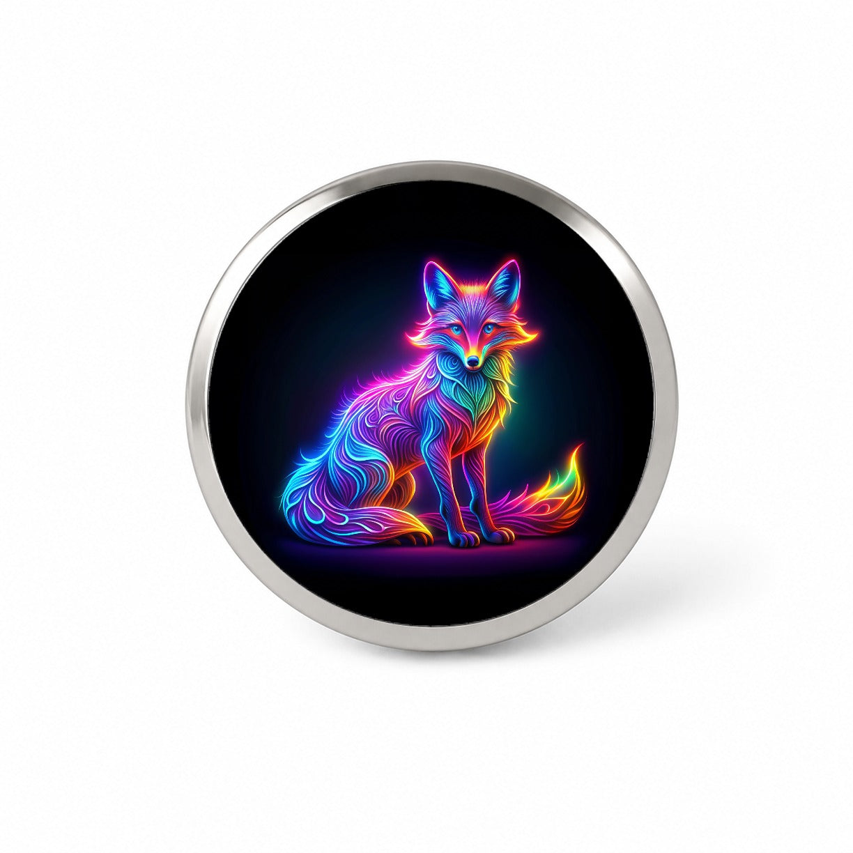 Neon Fox Novelty Hat Backpack Lapel Pin