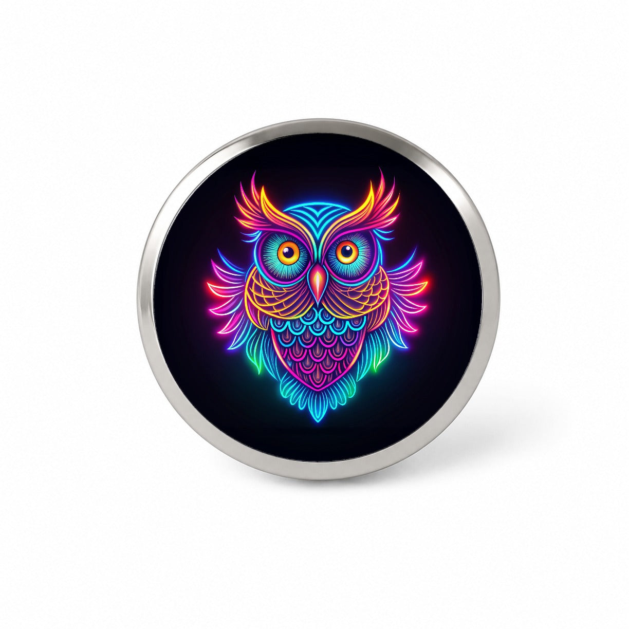 Neon Owl Novelty Hat Backpack Lapel Pin