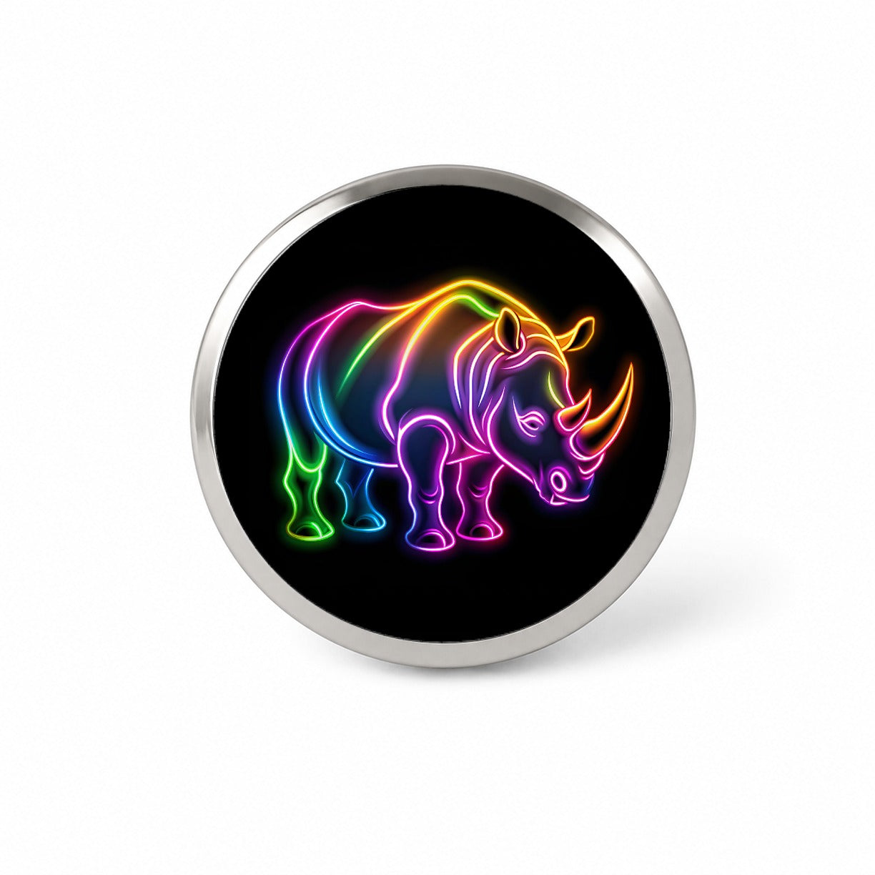 Neon Rhino Novelty Hat Backpack Lapel Pin