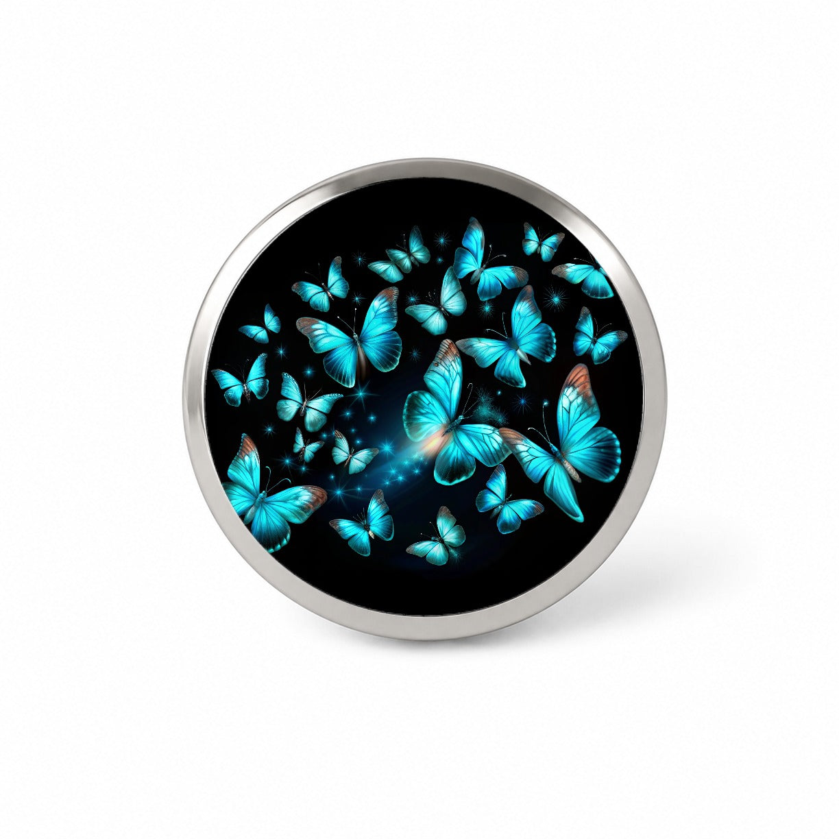 Neon Teal Blue Butterflies Novelty Hat Backpack Lapel Pin
