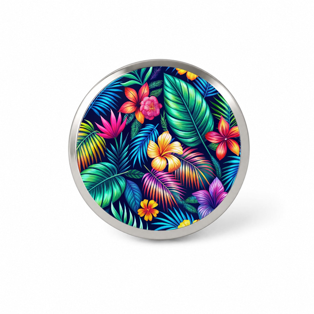 Neon Tropical Floral Pattern Novelty Hat Backpack Lapel Pin