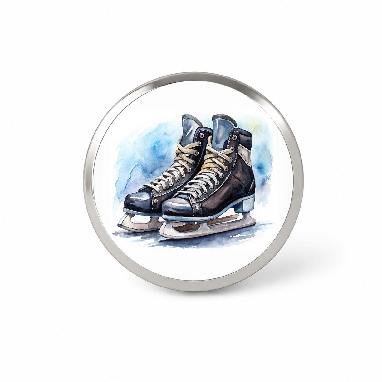 Pair Of Hockey Ice Skates Watercolor Novelty Hat Backpack Lapel Pin