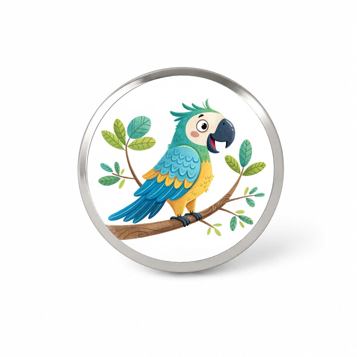 Parrot Children's Illustration Style Novelty Hat Backpack Lapel Pin