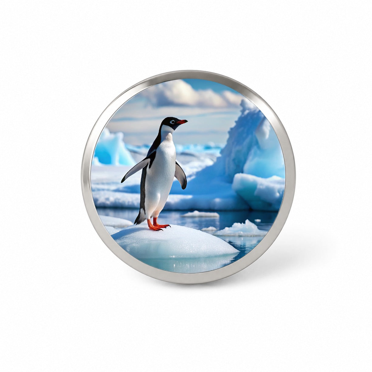 Penguin On Ice Flow Novelty Hat Backpack Lapel Pin